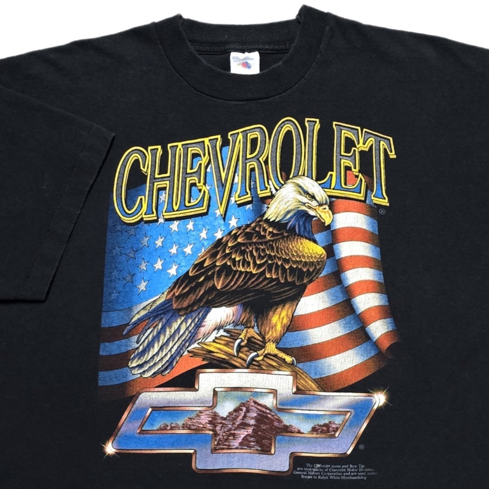 Vintage 80s Chevrolet Bald Eagle Single Stitched T Shirt Mens 2XL Black USA Made